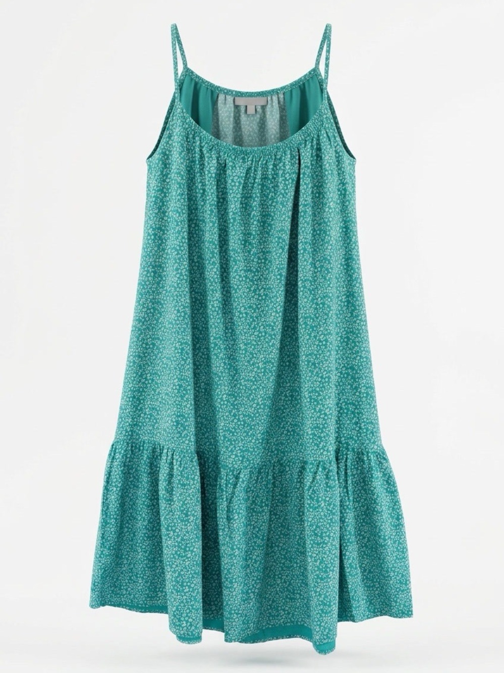 Teal Floral Spaghetti-Strap Mini Dress